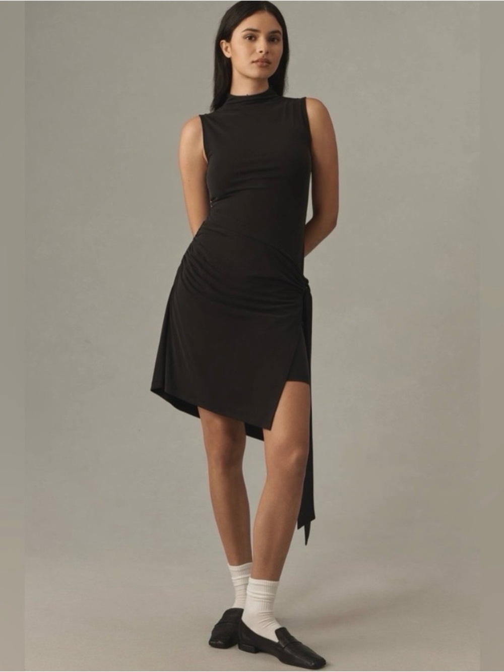 Good American Black Sandwashed Jersey Wrap Mini Dress NWT Size 3XL
